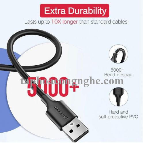 Ugreen 60827 3M màu đen cáp Micro Usb 2.0 mạ nickel chống nhiễu us289 30060827